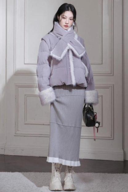 スーチュアンミストグレイフリルロングドレス