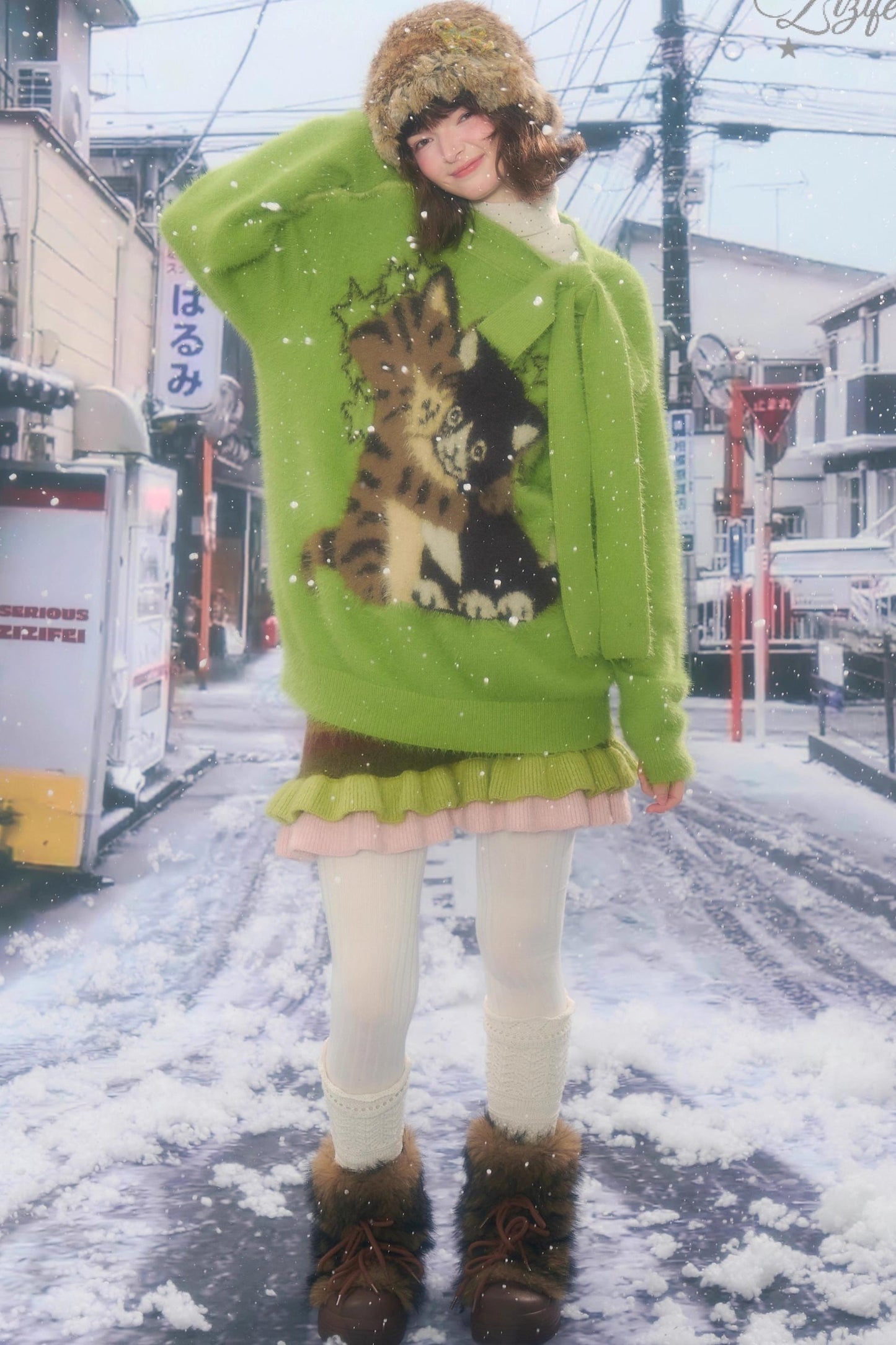 Retro Cat Pattern Sweater