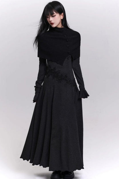 Gray Off-the-shoulder Knit Dress