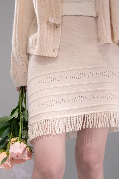 クロシェカーディガン+スカート