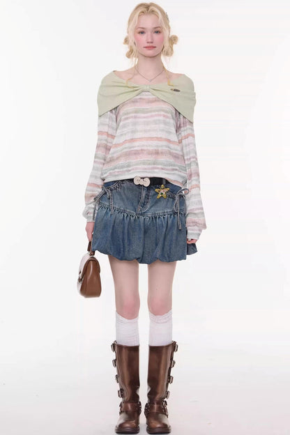 Sweet Bubble Denim Skirt