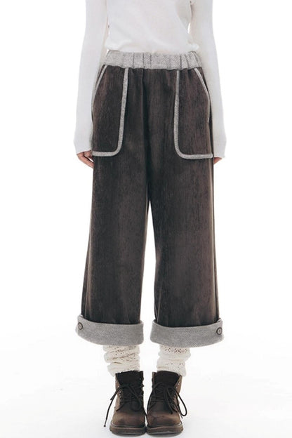 マルチポケットカジュアルロングパンツ+ロールアップワイドレッグミディアムパンツ