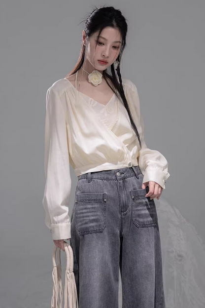 インクグレイストレートデニムパンツ