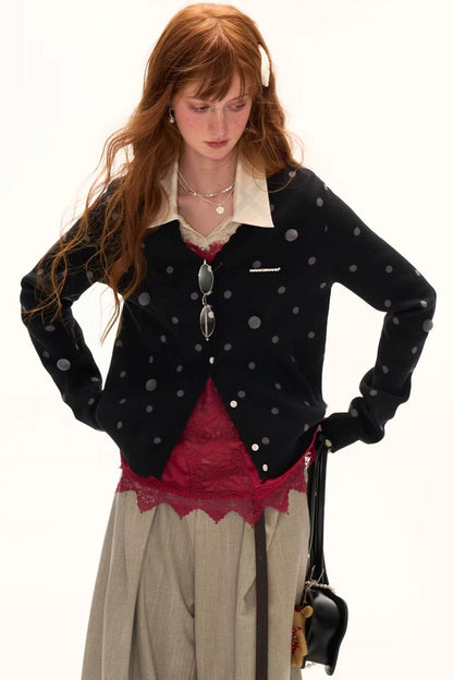 Dot Asymmetrical Cardigan