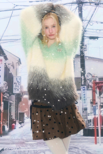 Retro Gradient Buoy Neck Sweater