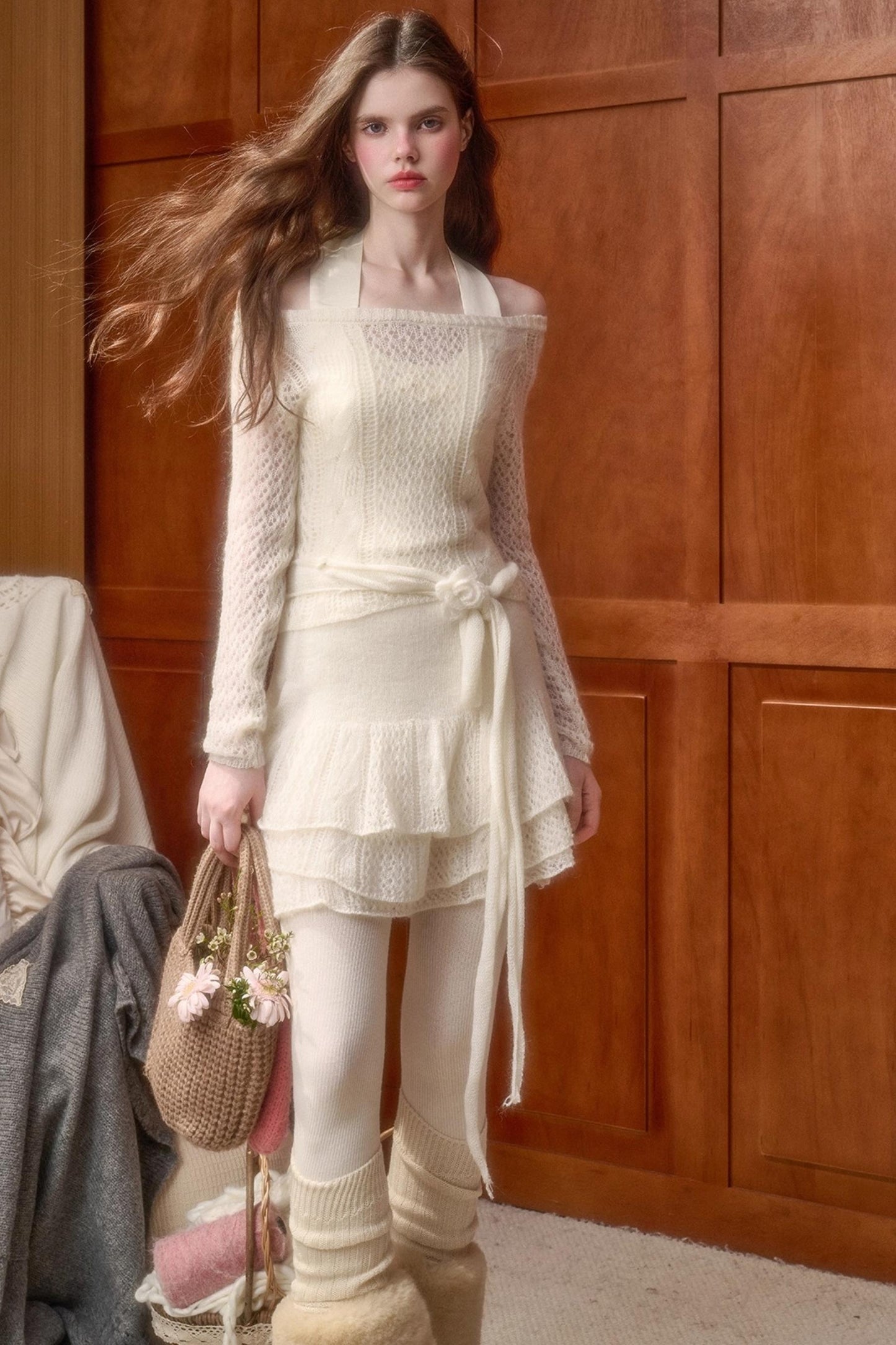 モヘアスイートトップス+スカート