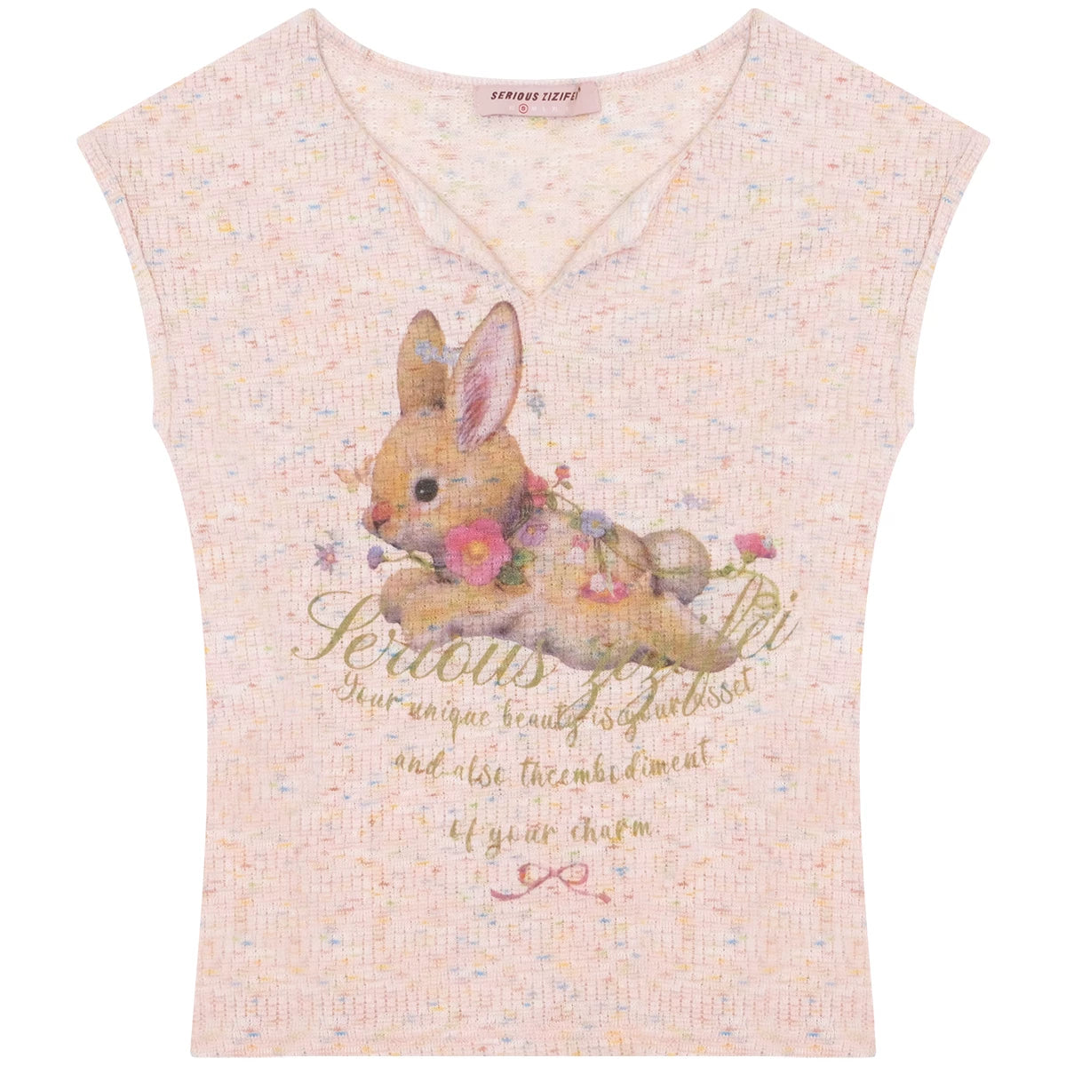 top slim con estampado de conejo rosa