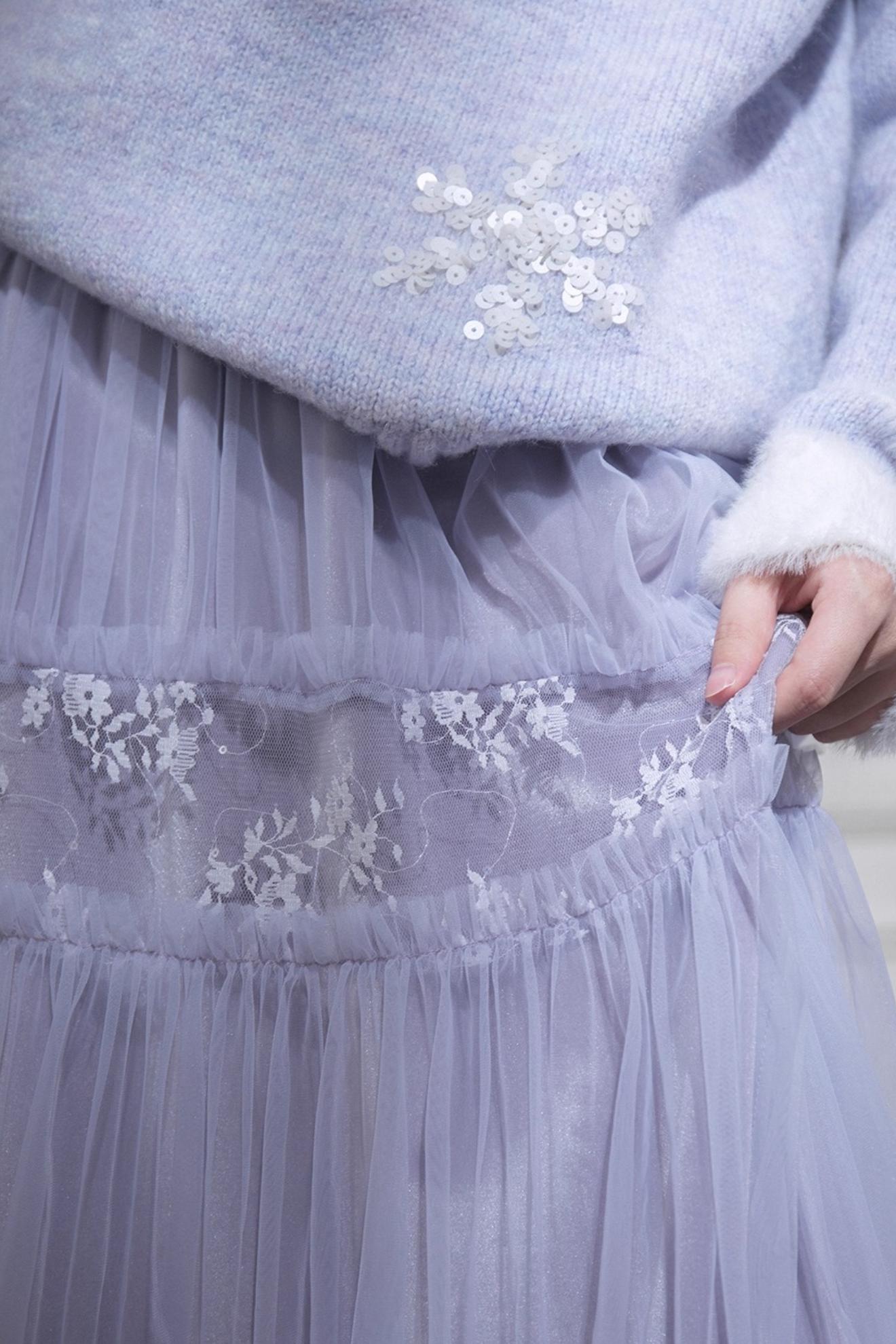 ダブルメッシュレースロングスカート