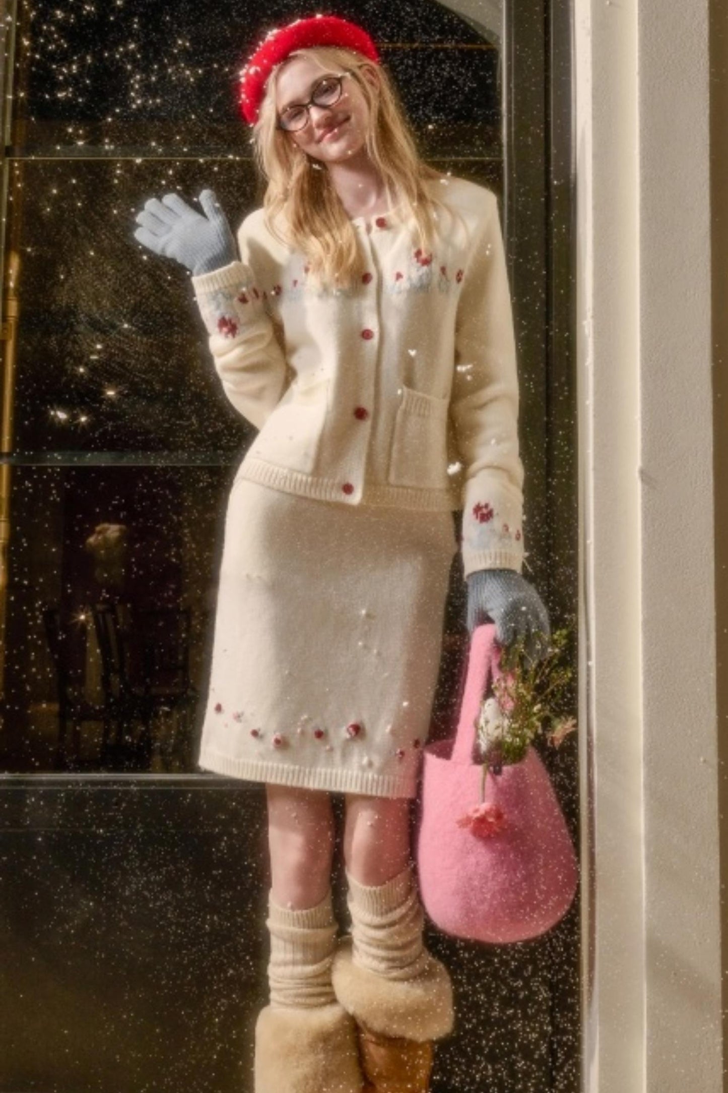 スイートベリーニットトップス+タイトスカート