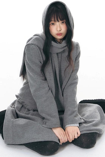 レトロトップス+プレッピープリーツスカート+スカーフ