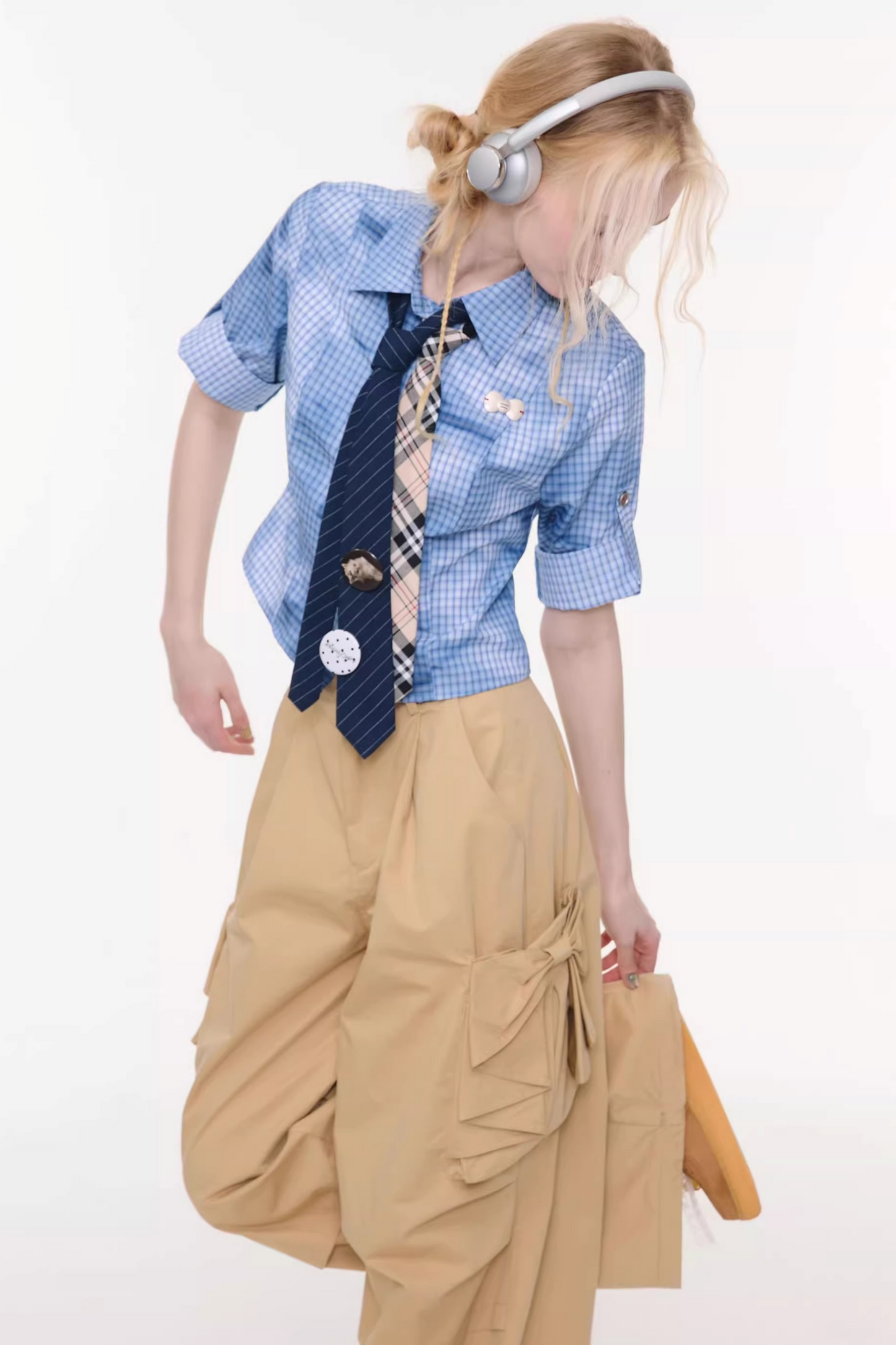 格纹墨水渐变上衣