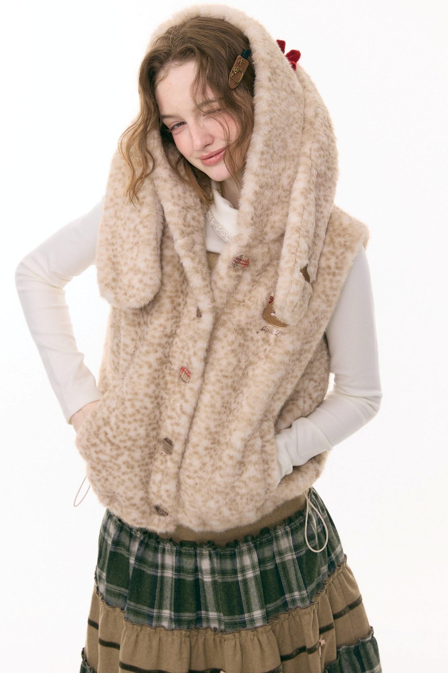 Faux Fur Rabbit Ear Vest