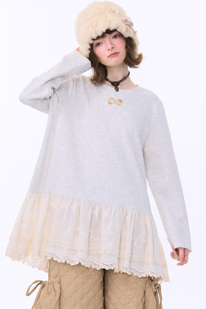 Retro Casual Lace Ribbon Top