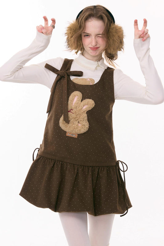 Caramel Rabbit Vest Dress