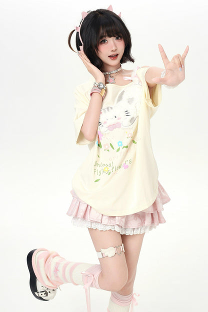 Haut à bretelles et épaules dénudées Chat Mignon