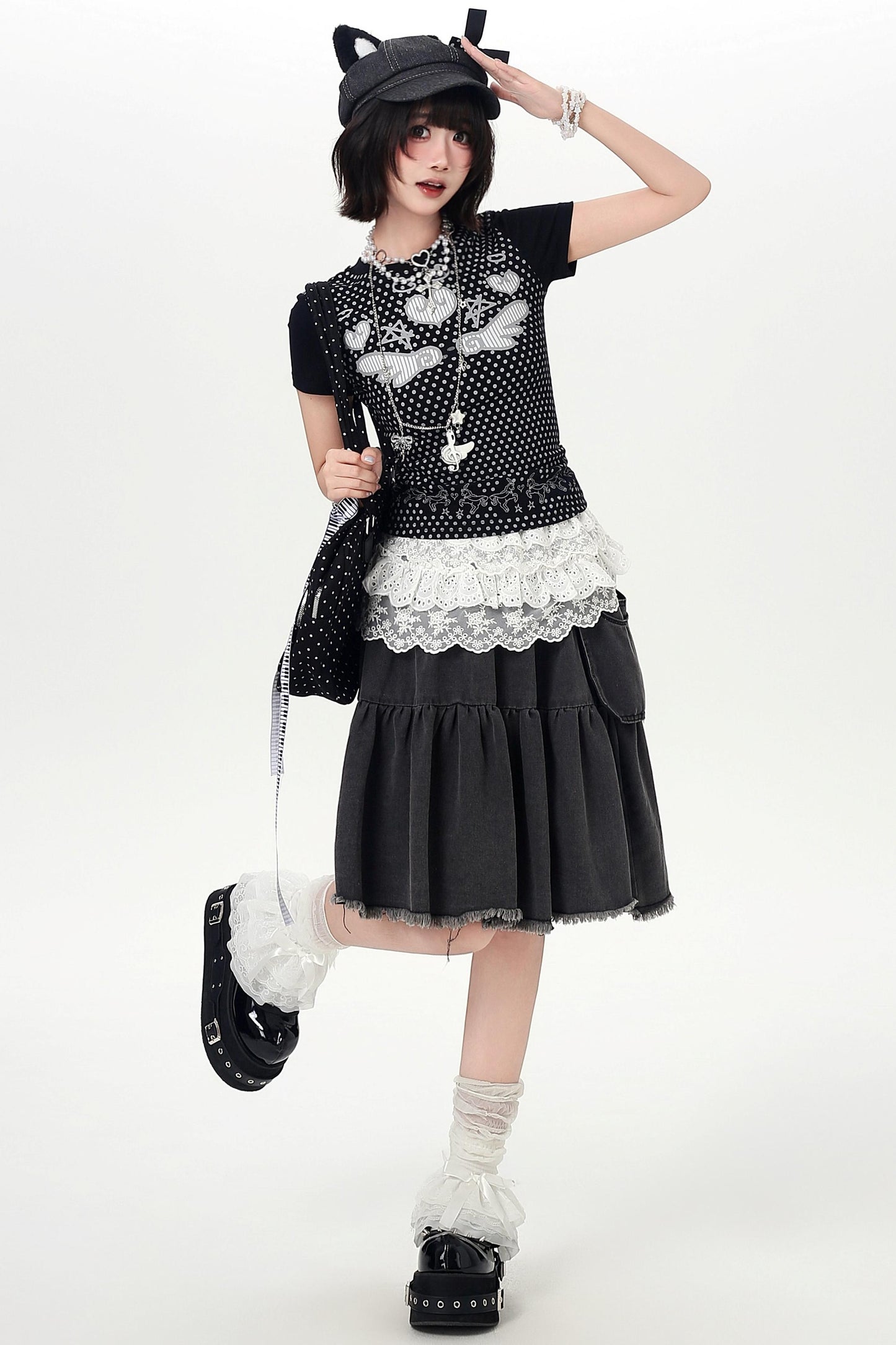 Vintage Polka Dot Angel Slim Top