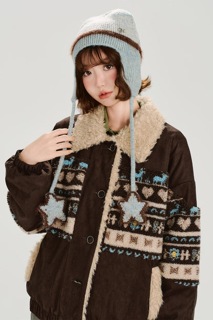 レトロコントラストフリースジャケット