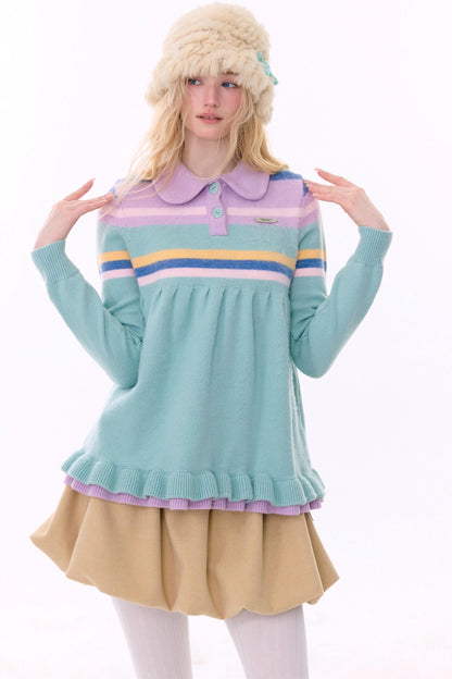 Contrast Striped Knit Sweater