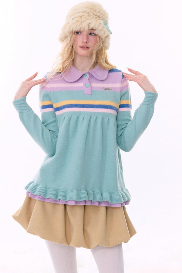 Contrast Striped Knit Sweater