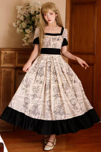 Rose Print Classical Dress