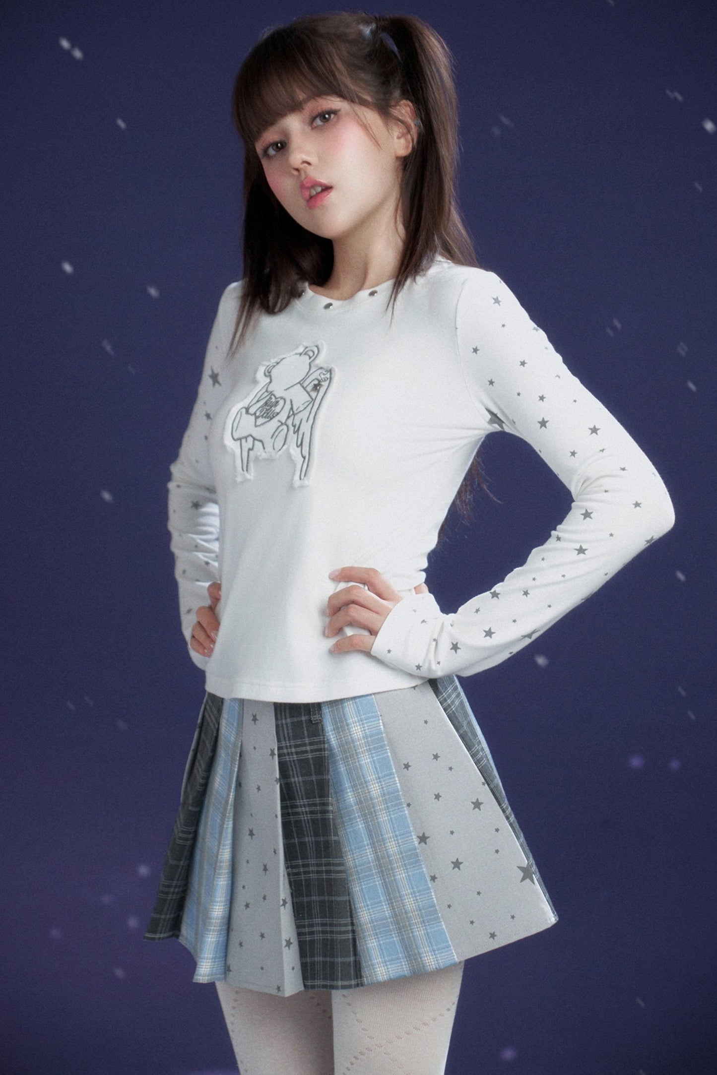 check star pleated skirt