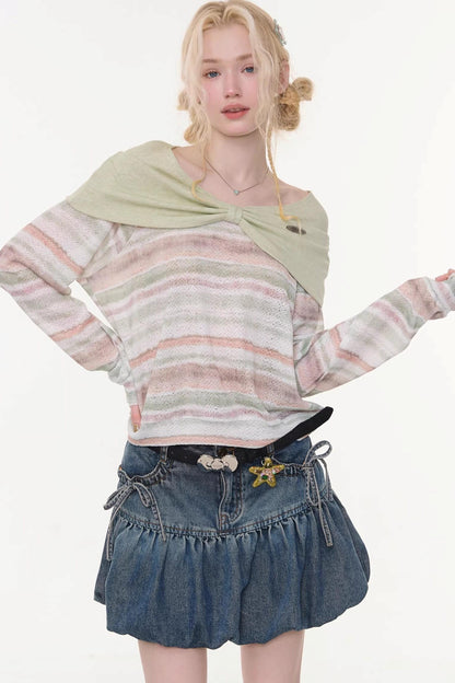 Spring Mist Striped Knit Top