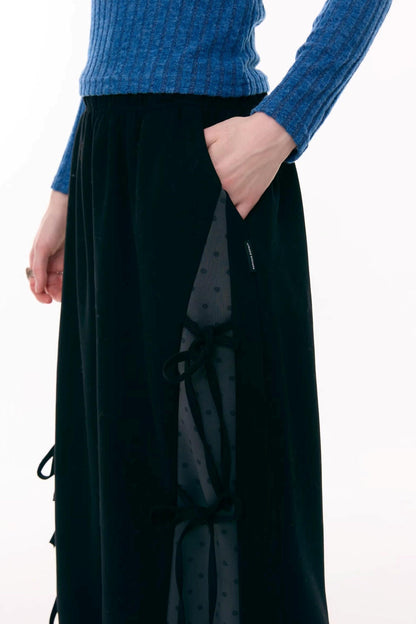 サイドリボンワイドパンツ