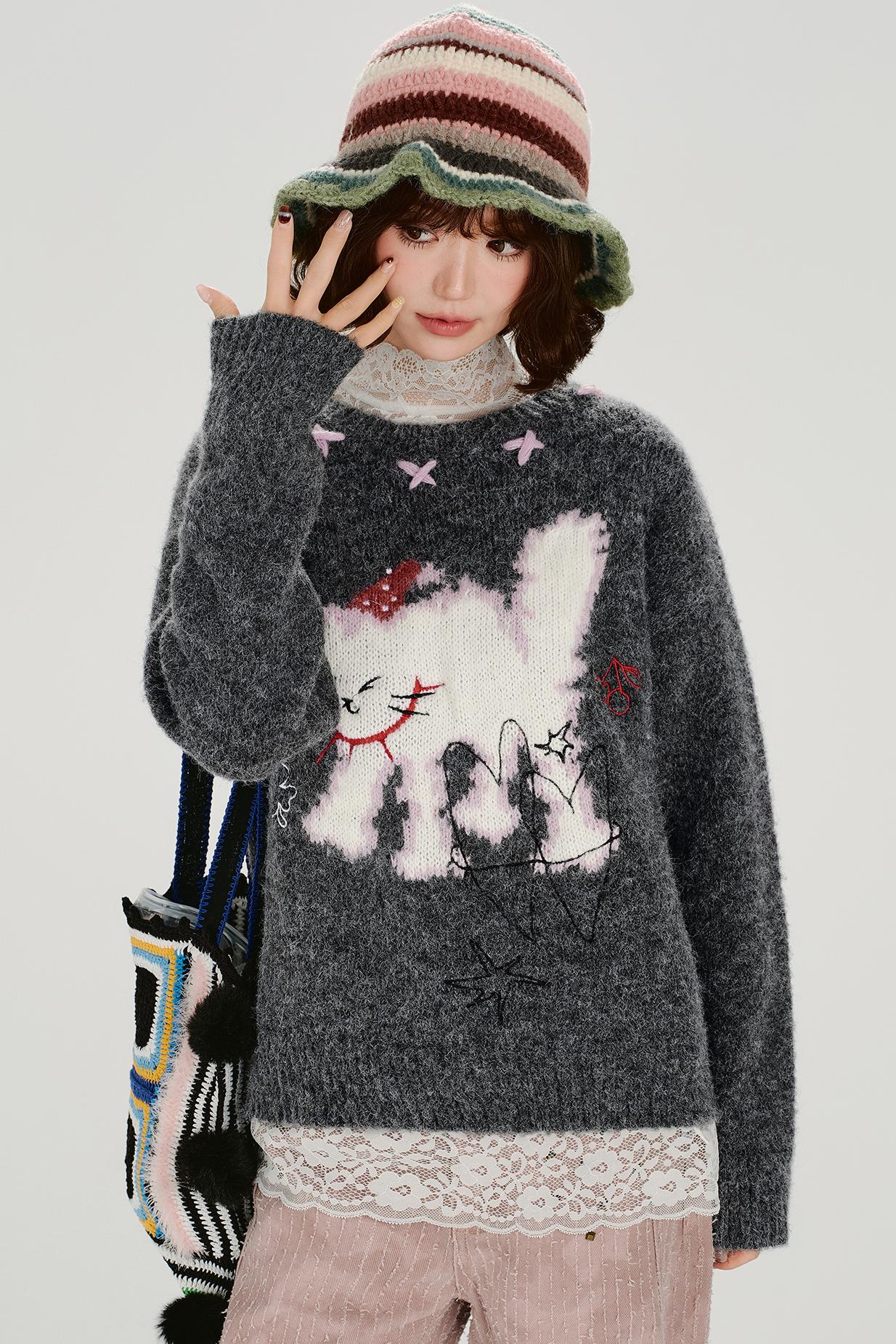 レトロキャットファーセーター