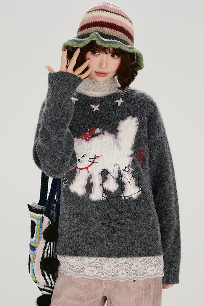 レトロキャットファーセーター