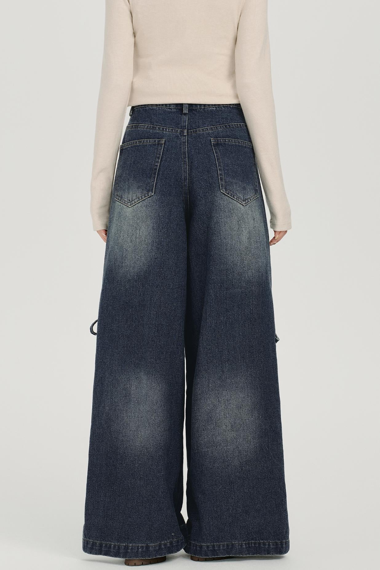 レトロディストレストデニムパンツ