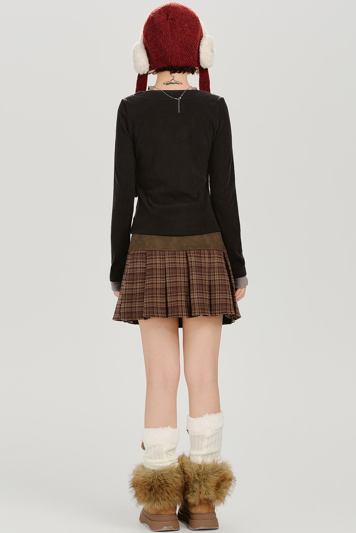 レトロモードネックスリムトップス