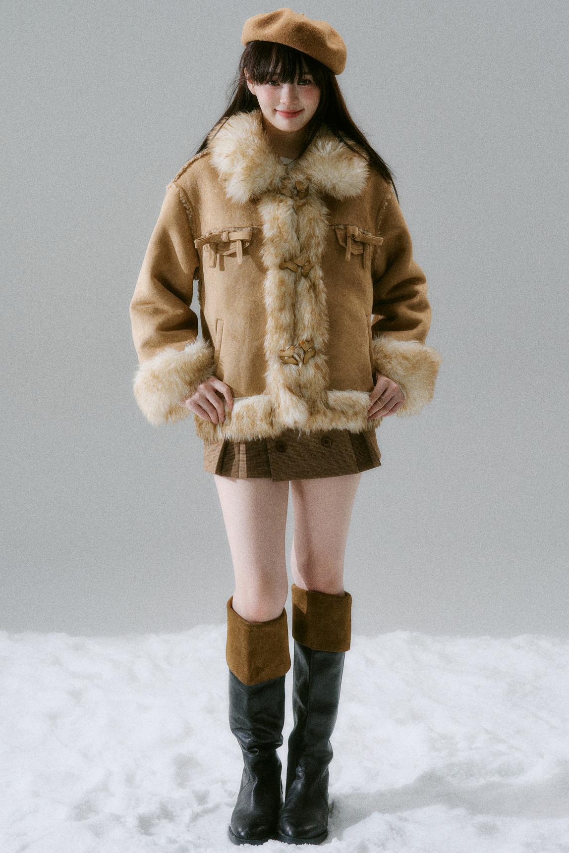 Fur Ribbon Pocket Coat