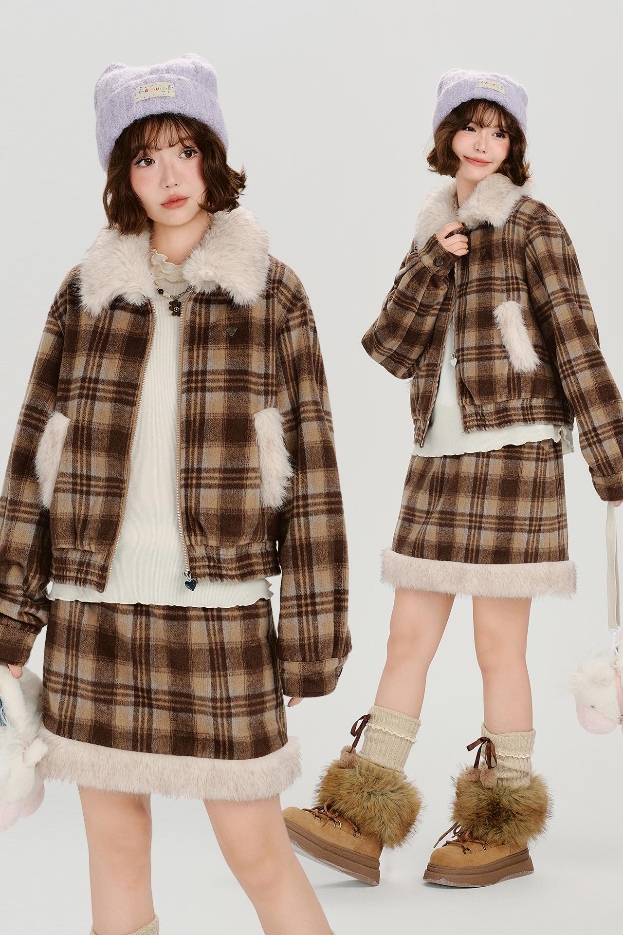 レトロチェックウィンタージャケットセットアップ