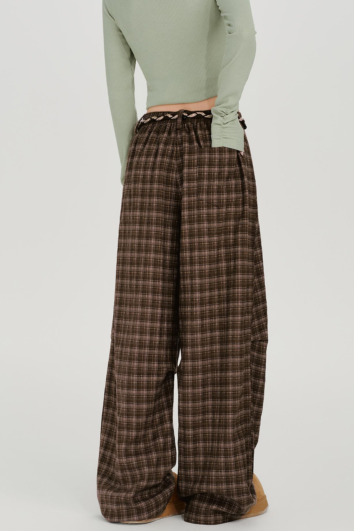 レトロブラウンチェックカーゴパンツ