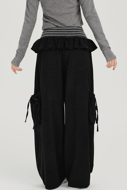 レトロストライプパッチワークパンツ