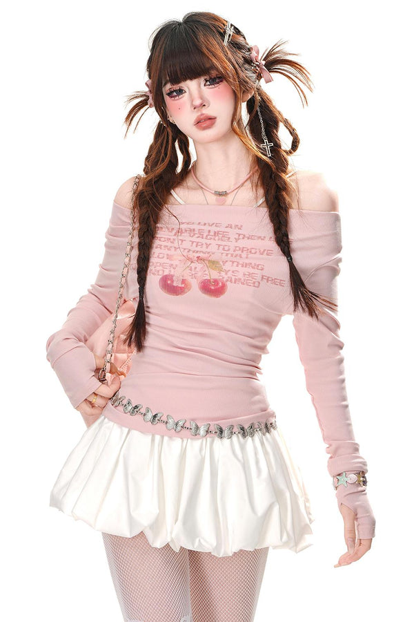 Sweet Cherry One Shoulder T-Shirt