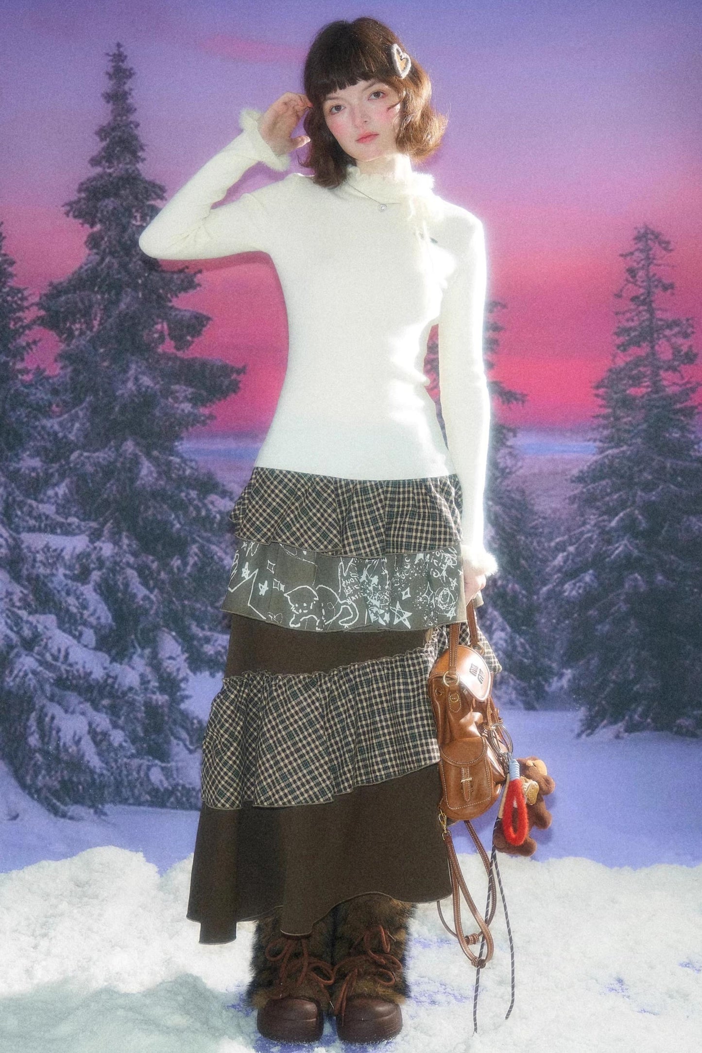 Bowknot Ruffle Knit Top