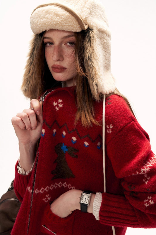 スノーフレークラビットニットカーディガン