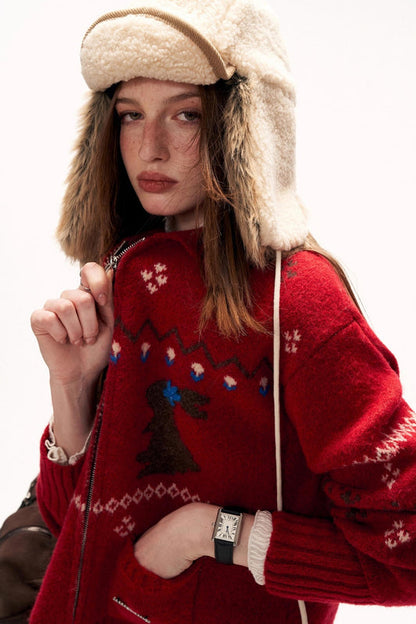 スノーフレークラビットニットカーディガン