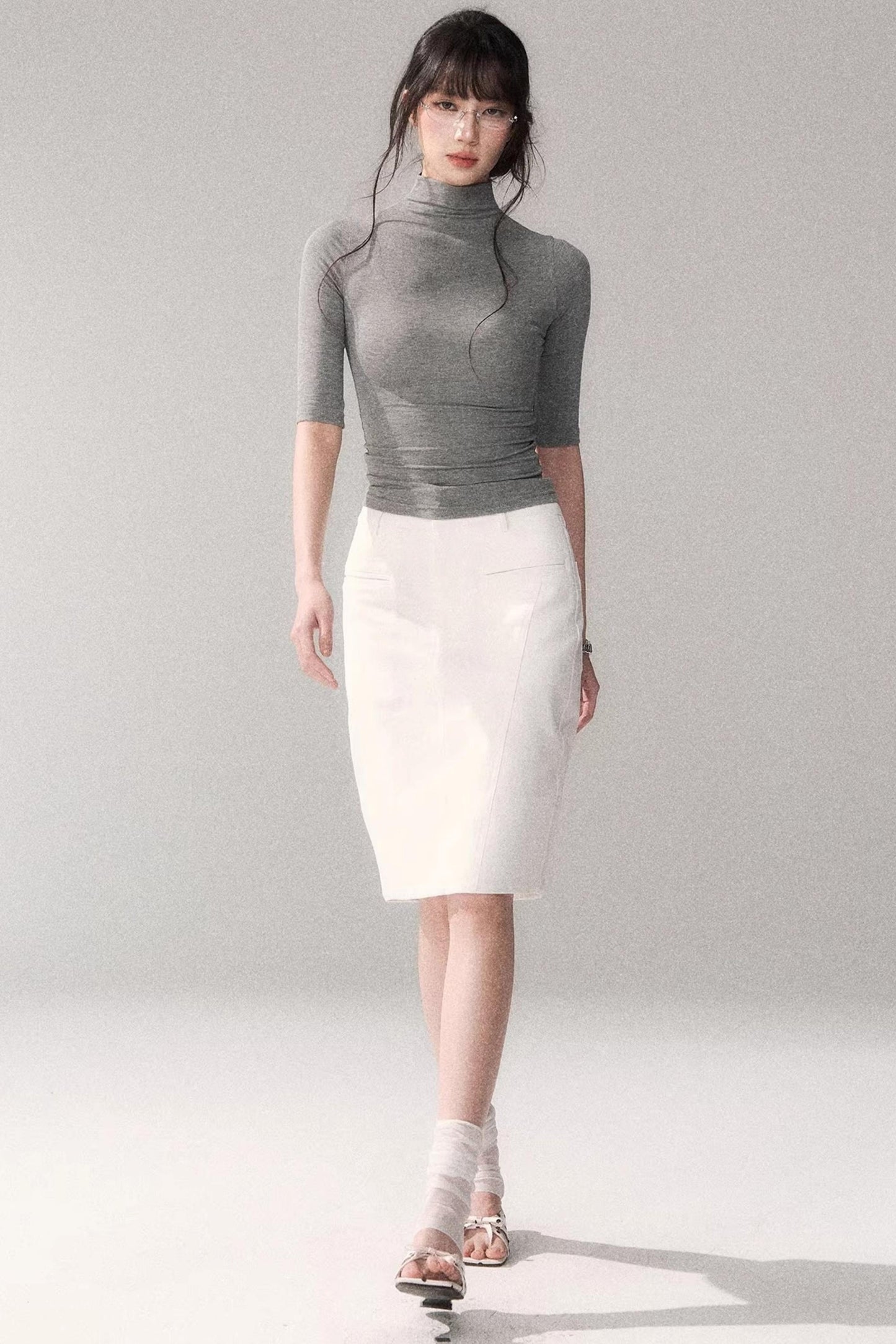 Retro Mid-Sleeve Slim Top