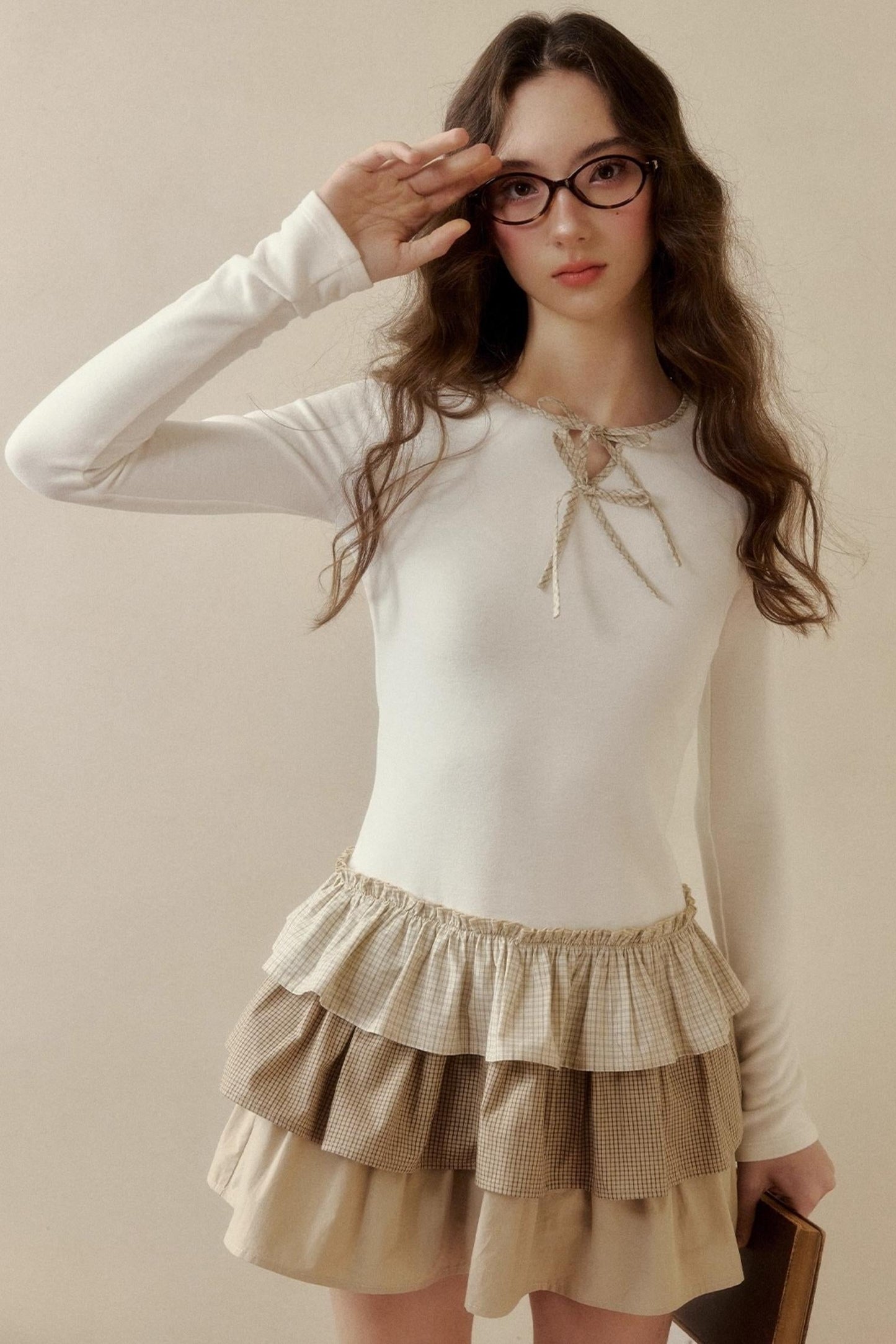 レトロチェックレイヤードドレス