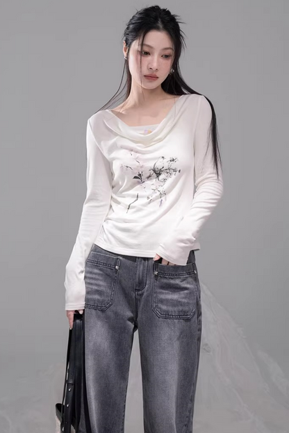 インクグレイストレートデニムパンツ