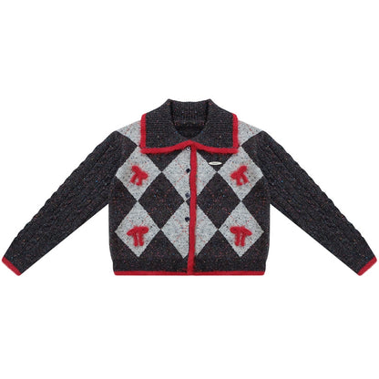 Preppy quilted knit cardigan