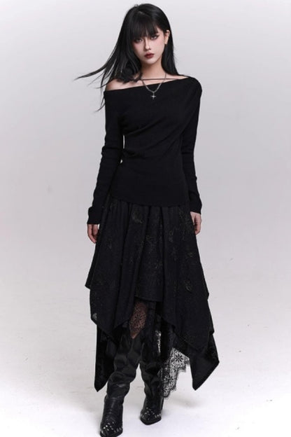 オフホワイトバタフライモチーフスカート