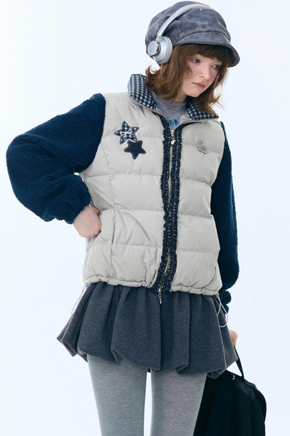 Star Print Color Block Coat