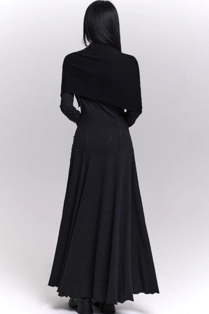 グレーオフショルダーニットドレス