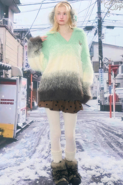 Retro Gradient Buoy Neck Sweater