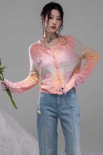 グラデーションレインボーカーディガン