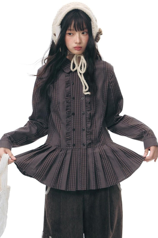 ラッフルダブルブレスタフリルトップス