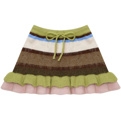 Retro Stripe Knit Skirt